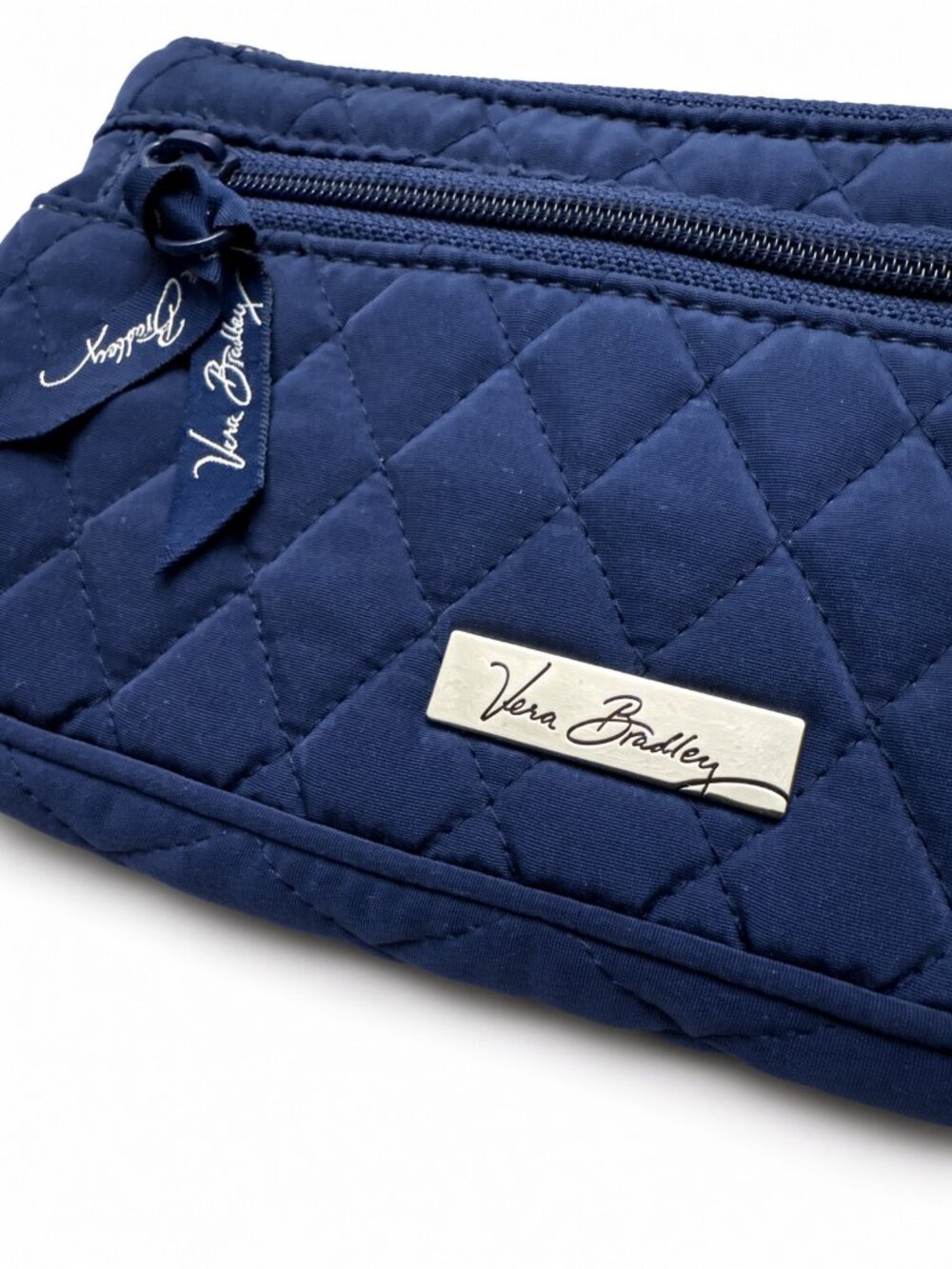 Vera Bradley Classic Navy Quilted Microfiber Travel Case Wristlet Wallet